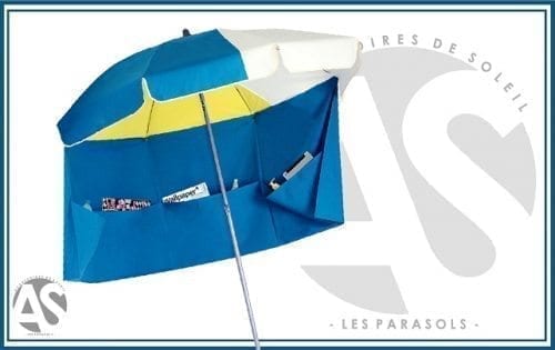 Parasol de plage blanc bleu jaune rio accessoire de soleil